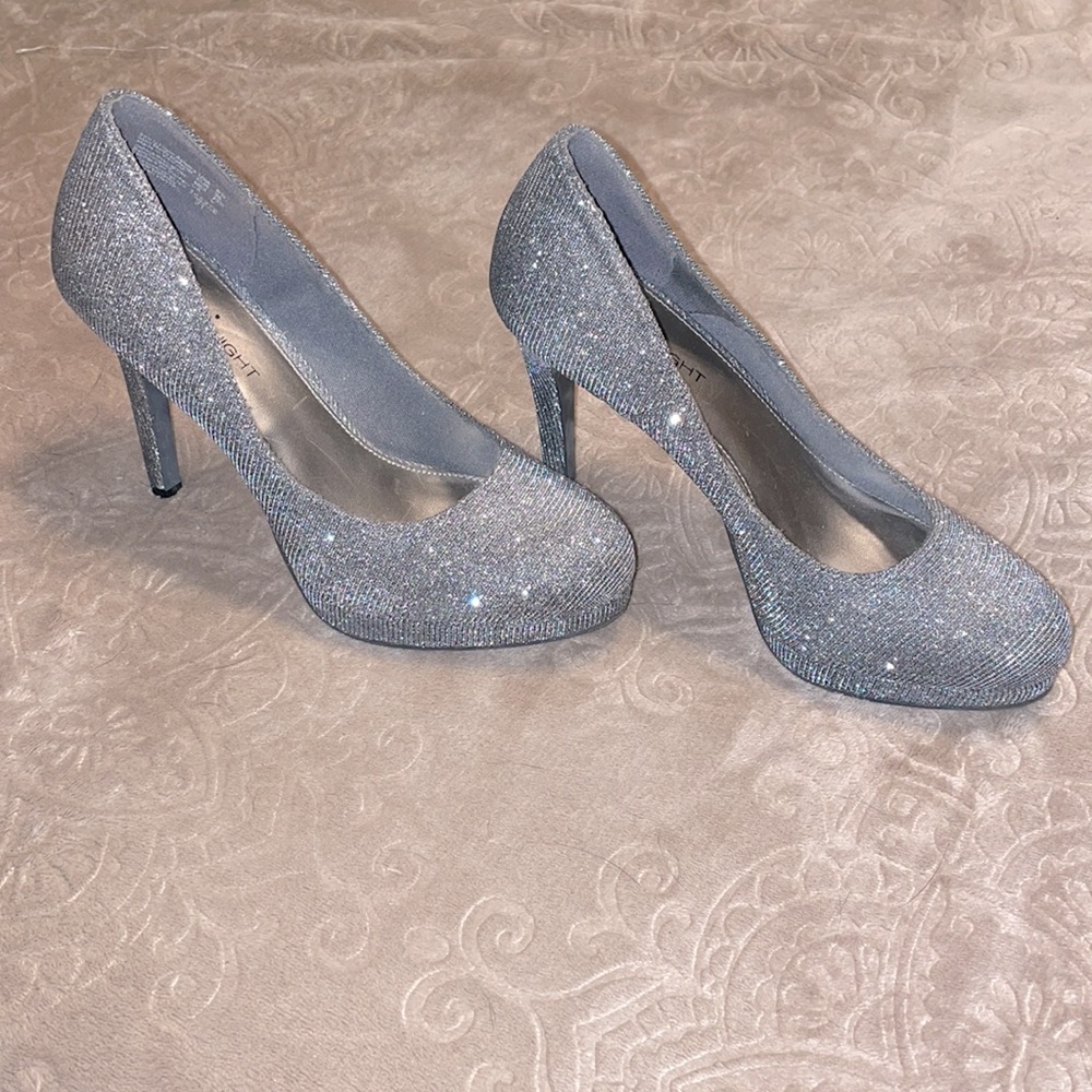 Silver gray high heels